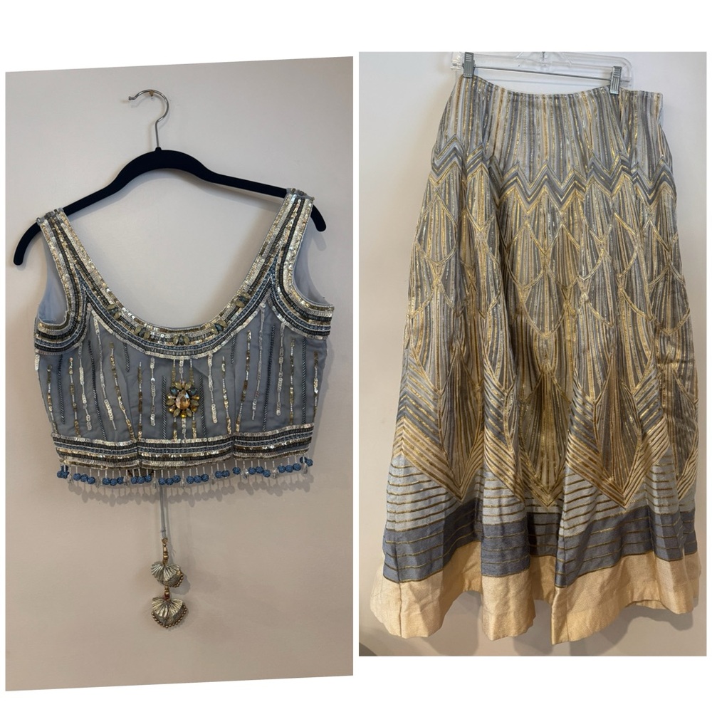 Gorgeous Blue/Gold Embellished Lehenga Indian Wedding